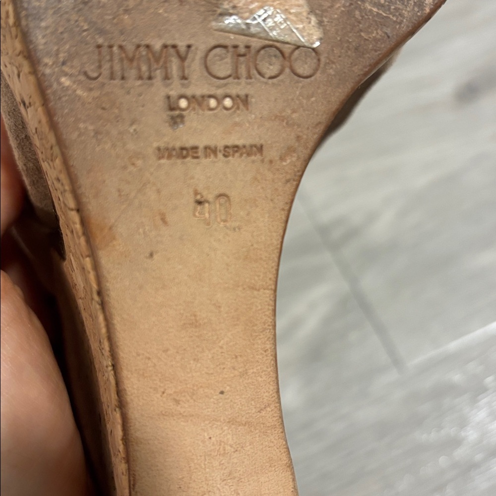 Jimmy Choo Cream Suede Cork Platform Ankle Strap Women's Shoes size 40 - Picture 14 of 14